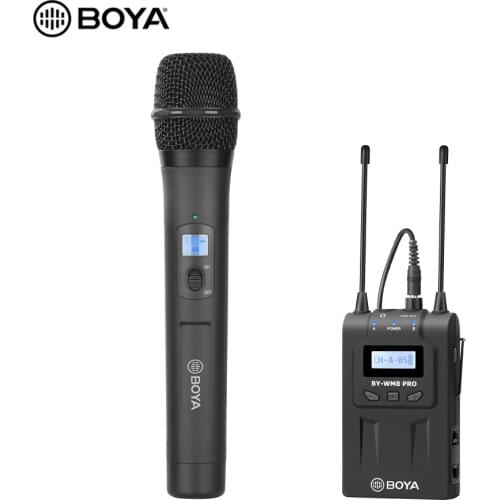 BOYA Handheld Wireless Microphone Kit System Dual-Channel UHF 48 Mic for Canon Nikon DSLR SLR Video Camera ENG EFP Vlog Shooting