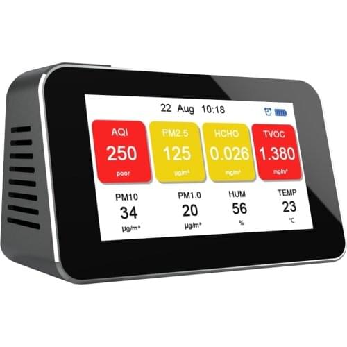 Digital Formaldehyde Detector Home Smog Meter HCHO TVOC Air Quality Analysis Tester PM2.5 PM10 PM1.0 Sensor Monitor Alarm Clock