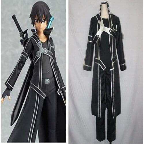 Anime Sword Art Online Kirito Cosplay Costume Fancy Halloween Costumes for Adult Men Kirito SAO Kirigaya Kazuto Costume Suit