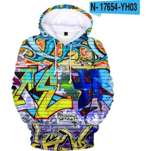 Colorful Street Graffiti 3D hoodies Fashion Hoodie Sweatshirts Men women tracksuit Boy girl Pullovers streetwear casual Coat