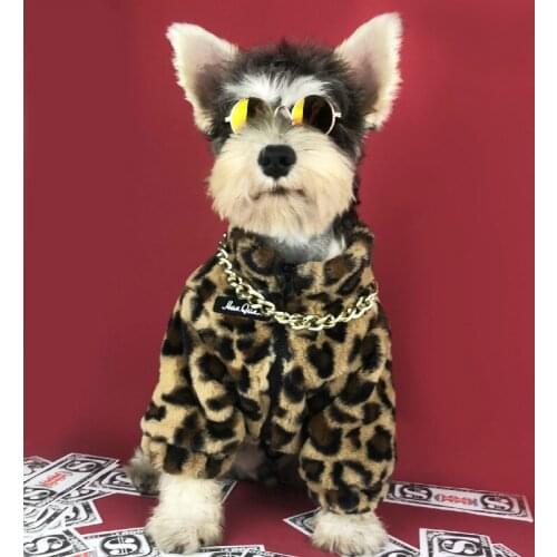 Cool Dog Clothes Winter Leopard Dog Jacket for Small Medium Dogs Warm Pet Coat Zip Style Ropa Perro Chihuahua Costumes For Pets