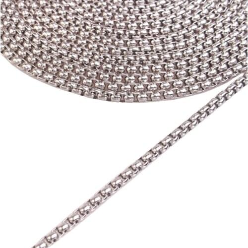 2mm/3mm 3M Stainless Steel Box Chain Square Rolo Cable Wheat Chain For Diy Necklace Braclet Jewelry Making