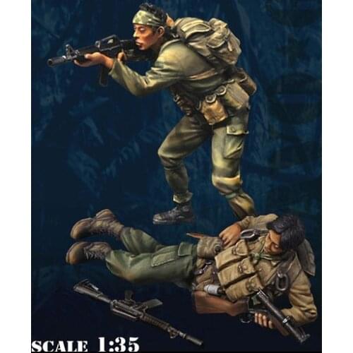 1:35 scale Vietnam War US Special Soldier MACV-SOG Shooting 2 People miniatures Resin Model Kit Model Free Shipping