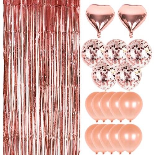 Metallic Tinsel Foil Fringe Curtains 1x2m Confetti Balloon For Wedding Party