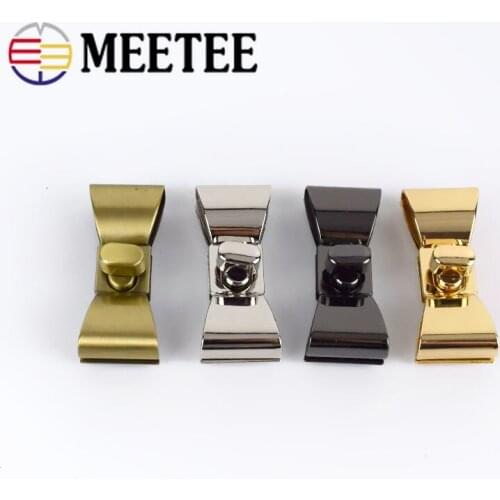 Meetee 4/10pcs 55x23mm Metal Twist Turn Locks Women Bag Bow Lock Snap Decorative Clasps Closure DIY Hardware Accessories BF667