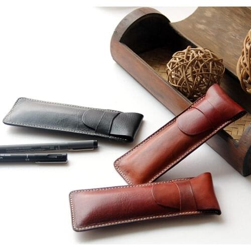 Cute creative personalized genuine leather mini pen bag pencil bag stationery accessories organizer school supplies gift 1129