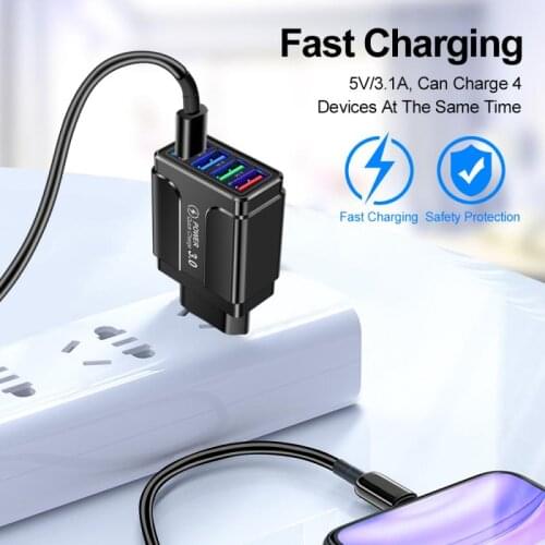 4 USB LED Wall Charger Multi 4 Port iPhone Travel Charging Adapter Plug adapter Mini portable charger Mobile Phone Accessories