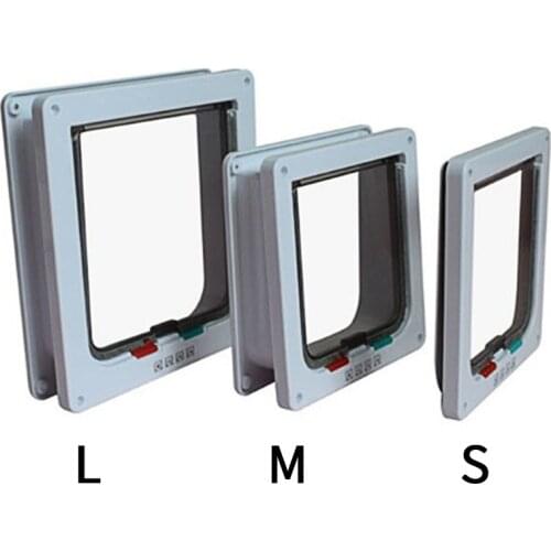 New 4 Way Lockable Dog Cat Door Kitten Flap Door Puppy Plastic Gate ABS Small Pet Cat Dog Door