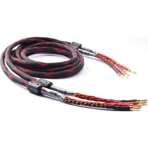 One Pair oxygen-free copper(OFC) audio speaker cable HI-FI high-end amplifier speaker cable Banana plug cable