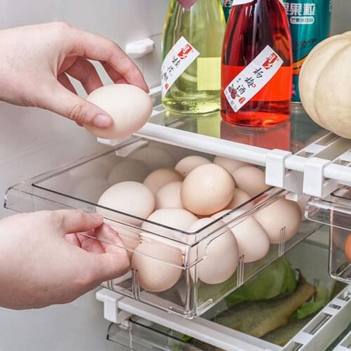 1/4/8 Compartment PET Refrigerator Drawer Organizer Bin Transparent Fridge Storage Bin Containers For Pantry Freezer Home Stuff