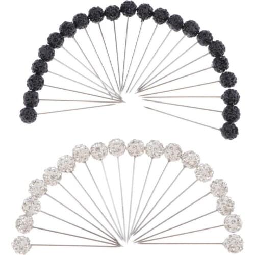 Pack Of 40 Womens Scarf Hijab Pins Brooch Crystal Balls Head Pin Needles