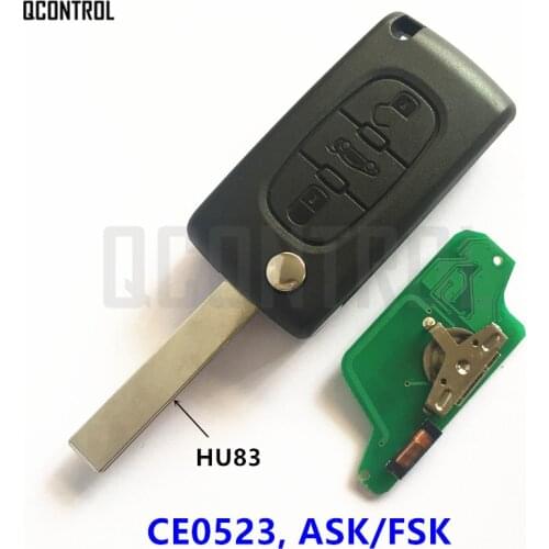 QCONTROL Remote Car Key 3 Buttons for PEUGEOT 807 407 308 307 207 CC SW Expert Partner (CE0523 ASK/FSK, HU83 Blade)