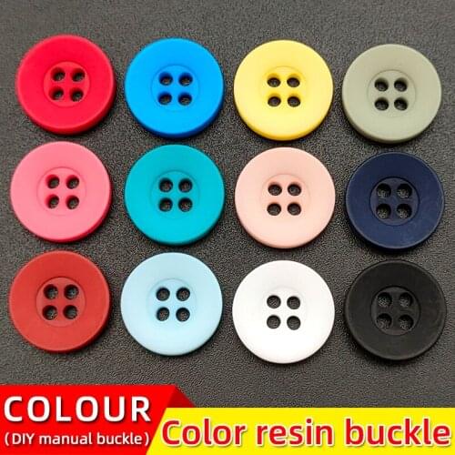 Sewing Resin Buttons For Clothing 4-Holes Round Hand Sewn Dress Fastener Flatback Accessories Dress Suit Decorative Color Button