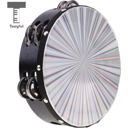 Double Row Jingle Radiant Tambourine Hand Drum for Kids Musical Toys Gift Party Band Accompaniment Parts