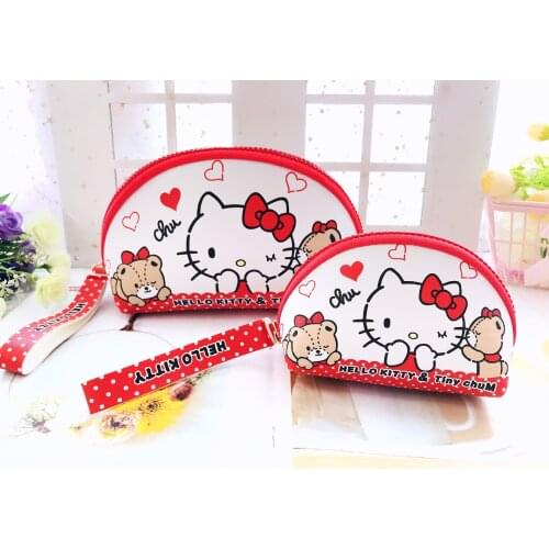 Sanrio Hello Kitty PU Leather Cosmetic Bag Coin Purse Melody Two-in-One Clutch Cosmetic Bag