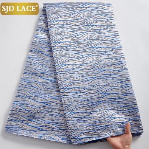 SJD LACE 2021High Quality African Jacquard Lace Fabric Gilding Brocade Tissue 5Yards French Lace Fabric For Bridal Dress A2391