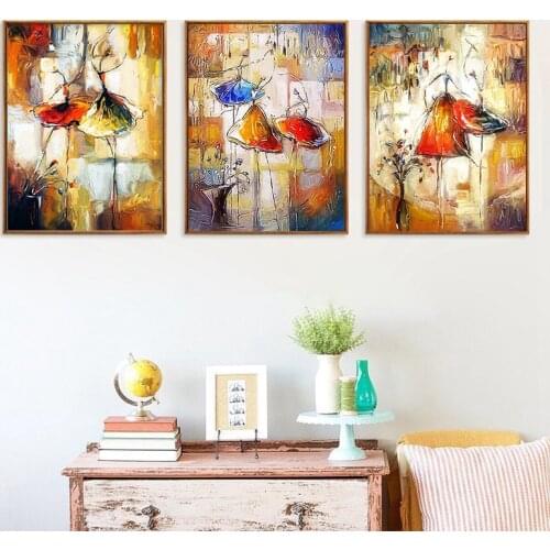 Nordic Canvas Painting Dancing Girl Abstract Home Decor Posters Impressionist Watercolor Wall Art Picture for Living Room