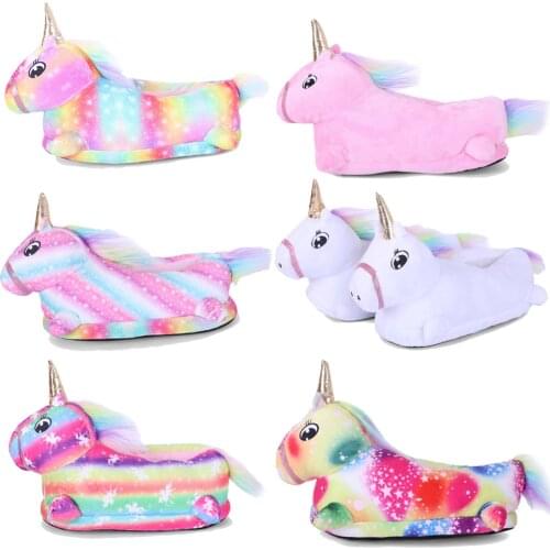 Children Fashion Toddler Unicorn Kigurumi Slippers for Adult Animal Cartoon Cosplay Onesies Pajamas Shoes Baby Slippers Unicorn