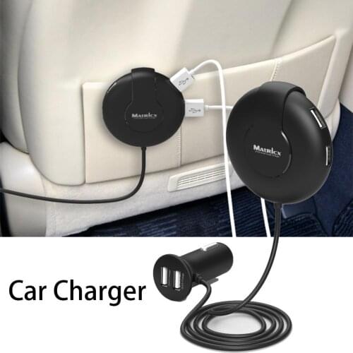 Universal 9A 6 USB Car Charger Car Travel Adapter With Extension Cable Battery Charging Adapter