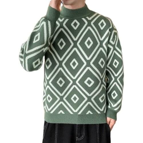 Turtleneck,Mens Winter Sweater,Winter Men, Half Turtleneck, Block Print,Long Sleeve Pullovers, Casual Leavers,Four Colors,M-3XL