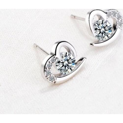 Sole Memory Korea Sweet Heart-shaped Hollow Jewelry 925 Sterling Silver Temperament Fashion Female Stud Earrings SEA422