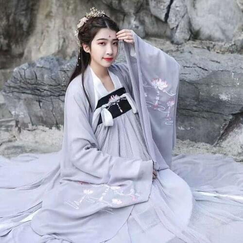 Hanfu Women Cardigan Summer Ancient Chinese Costume Folk Dance Crane Floral Embroidered Coats Top and Skirt Woman Tang Suit