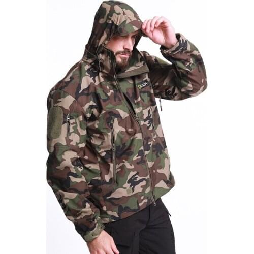 Winter Fleece Military Uniform Men Soft Shell Tactical Jacket Army Outdoor Hunt Hooded Coat Male Airsoft Multicam Windbreakers
