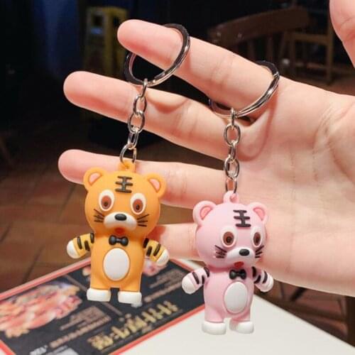 1pcs New Fashion Cute Little Tiger/Dog Animal Keychain Key ring Pendant Student Bag Car Gift