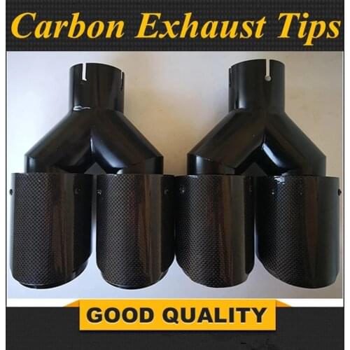 1 Pcs Black Car Exhaust Pipe Dual Carbon fiber stainless steel universal exhaust tip Exhaust muffler Tip