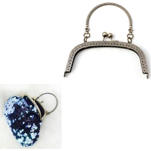 1PC Hot Selling Bronze Tone Arch Flower Metal Purse Bag Frame Kiss Clasp Lock with Handle