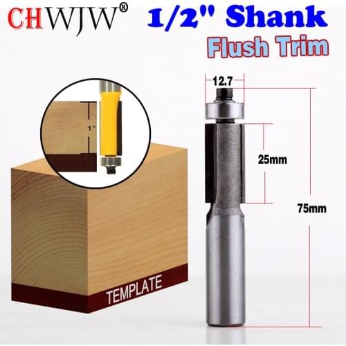 1PC 1/2" Shank Down-Shear Flush Trim Router Bit For Woodworking Cutting Tool