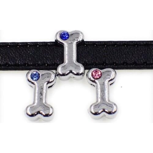 10PCS 8mm Alloy Rhinestone Silver Footprint Slide Charms Slide Beads DIY 8mm Bracelets Wristbands,Belt Straps Pet Name Collar