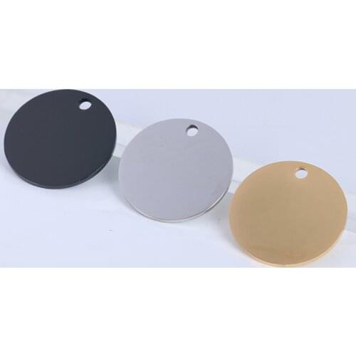 Stainless Steel 25/30/35mm Round Tag Steel/Gold/Black Color Blank Metal Charm Pendant for DIY Handmade Accessory Wholesale 10pcs