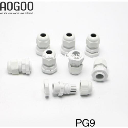10PCS PG9 4-8mm Cable IP68 Waterproof Nylon Plastic Cable Gland Connector