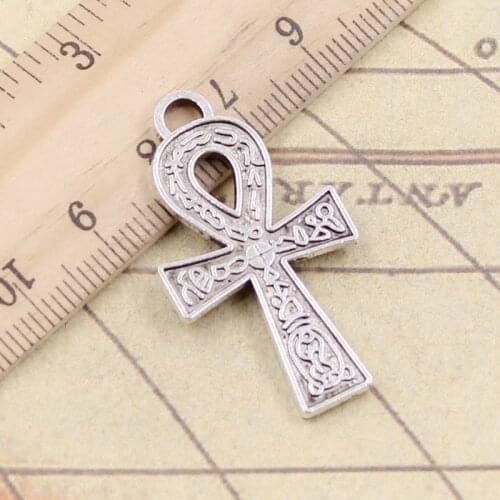 10pcs Charms Egyptian Ankh Life Symbol 38x21mm Tibetan Bronze Silver Color Pendants Antique Jewelry Making DIY Handmade Craft