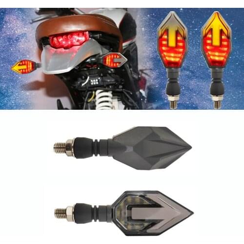 2PCS Universal LED Motorcycle Turn Signals Light 12v IP68 Waterproof Tail Arrow Flowing Water Light Rear Lights Accessories