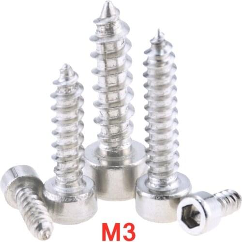 20PCS M3*6-30 8 10 18 20 Hexagon Hex Socket Cap Head Self Tapping Screw 304 Stainless Steel Allen Head Screw For Speaker M3x6