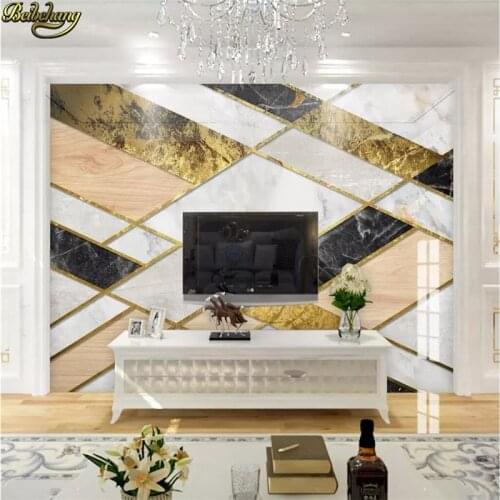 Beibehang papel de pared 3d wallpaper Custom wallpaper mural geometric gold lines marble pattern mural TV background wall paper