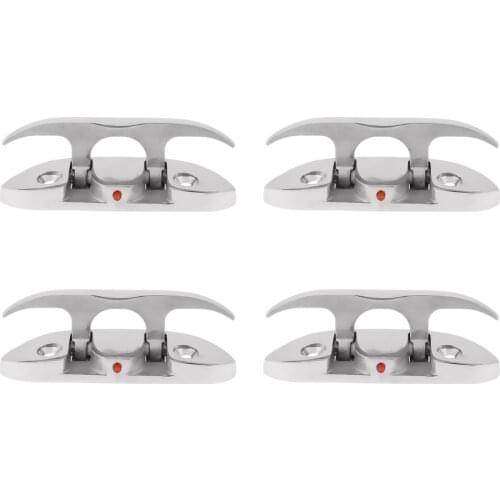 4 x Boat Dock Cleat Folding - Flush Mount Mooring Deck Cleat Anchor Clamp - 316 Stainless Steel - 4.65 inch 11.8cm