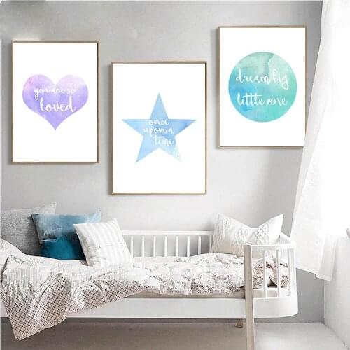 Watercolor Canvas Poster Nursery Quote Wall Art Print Painting Minimalist Picture Baby Kids Bedroom Decoration