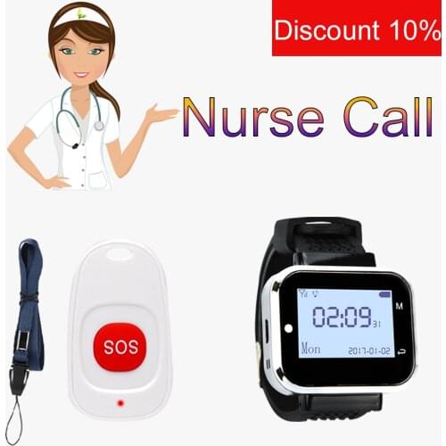 Clinic Hospital Transmitter Wireless Emergency Call Bell Pager for Elederly Patient 10 SOS Call Button 1 Watch receiver