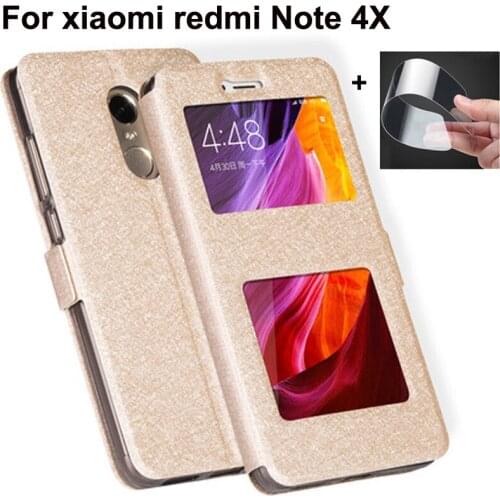 Open window cover For xiaomi redmi Note 4X Case phone cover PU leather stand Cases For xiaomi redmi Note4X flip shell back cover