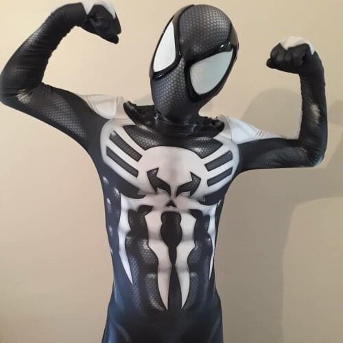 Black Big glasses Costume Spandex 3D Printed Black Symbiote Costume For Halloween Cosplay Fullbody Zentai Suit for Adult & kids