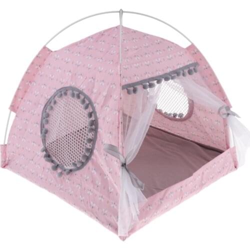 Pet Cat Teepee House Summer Comfort Tent Cave Bed Kennel Non-slip M