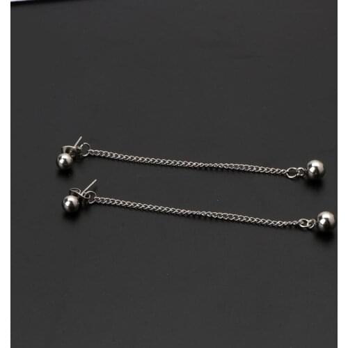 Elegant Stainless Steel Long Tassel Chain Dangle Drop Earrings KPOP Boy Jewelry E56A