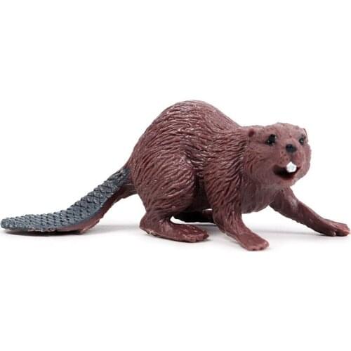 Small Size Beaver Animal Figure Collectible Toys Wild Animal Cognition Action Figures Kids Plastic Cement Toys