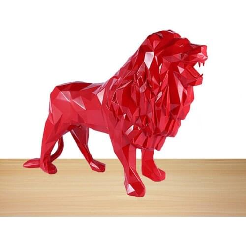 [HHT]TOP QUALITY RESIN CRAFTS 78*30*56CM GEOMETRIC LION SCULPTURE ORNAMENTS SIMULATION ANIMAL HOME DECORATION GARDEN FURNISHINGS