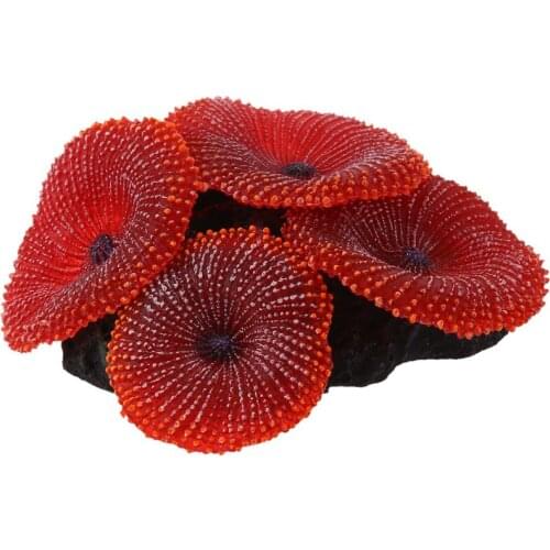 Artificial Aquarium Fish Tank Decoration Coral Sea Plant Ornament Silicone Nontoxic Red