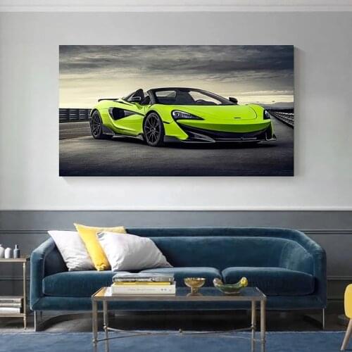 Cool Green Super Car Poster Scenery Canvas Paintings Pictures Wall Art For Living Room Home Decor (No Frame)