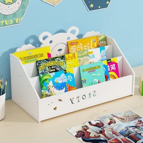 Childrens Bookshelf Picture Book Shelf Bookcase Desktop Newspaper Shelfs White Simple Storage Box Household Storages Frame